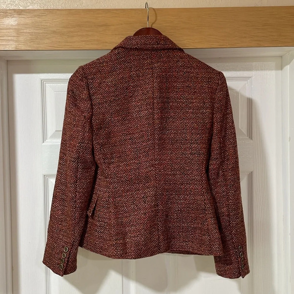The Limited Women’s Blazer Tweed Wool Blend Long Sleeve Rust Orange Brown Size 4 - Picture 3 of 11